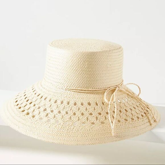 Anthropologie Accessories - Anthropologie Thalia Woven Bucket Hat Flower Pot NWT Adjustable Sold Out style.